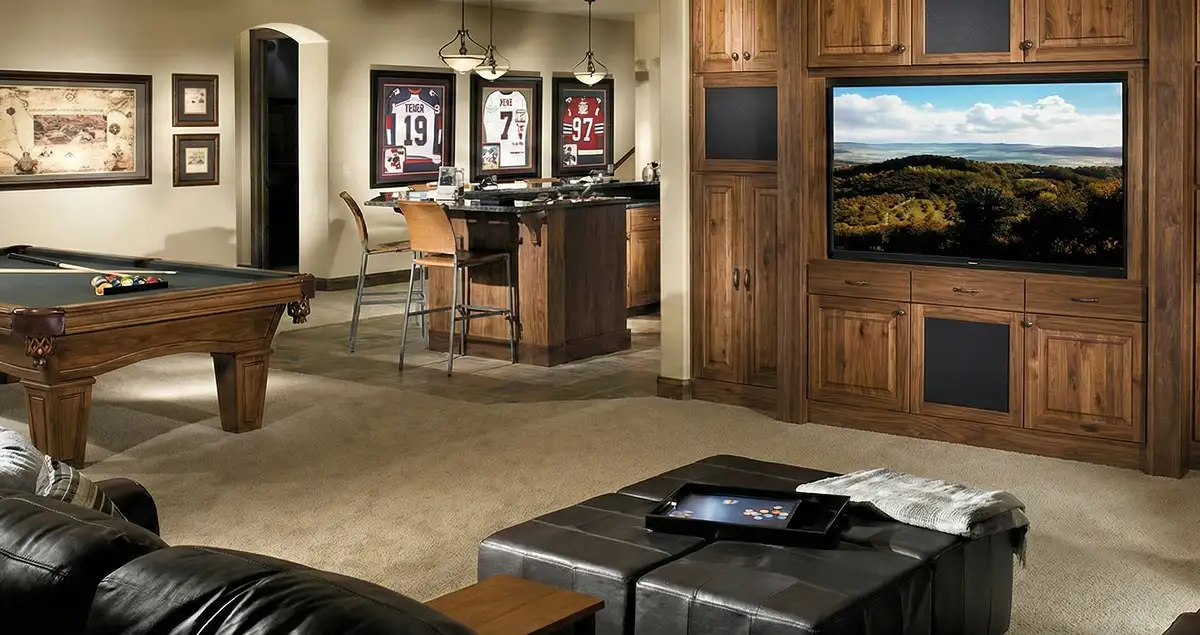 finished basement remodeling project transforming a basement into a comfortable living space in Oklahoma City, OK