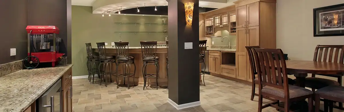 modern basement remodeling with custom finishes and open layout in a home in Oklahoma City, OK