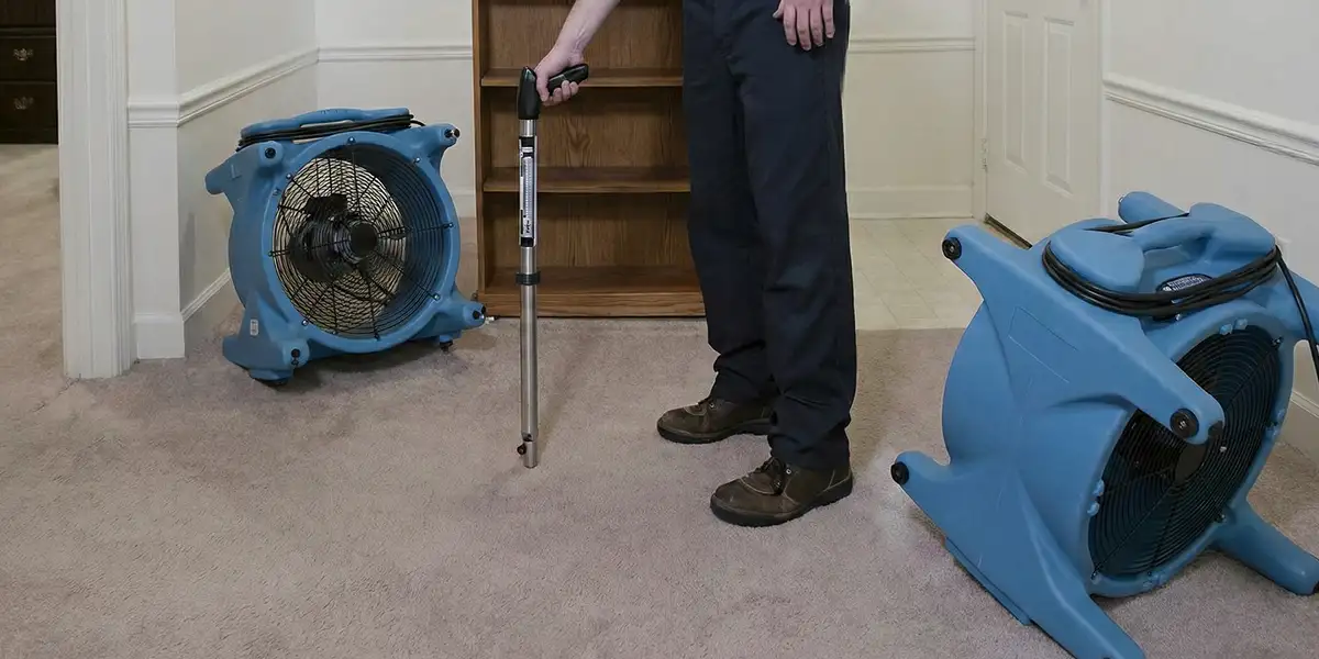 emergency water removal equipment deployed to dry a flooded residential interior in Oklahoma City, OK
