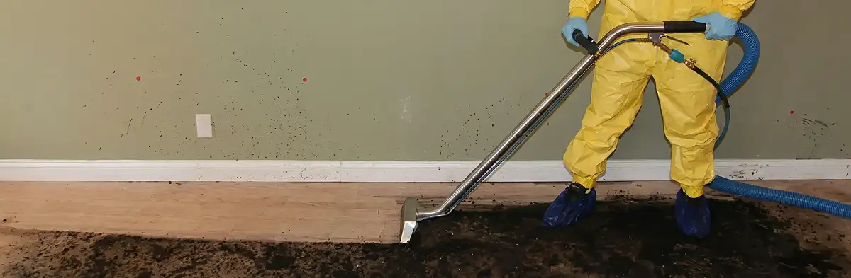 sewage removal service performing deep cleaning and extraction of sewage from an indoor area in Oklahoma City, OK