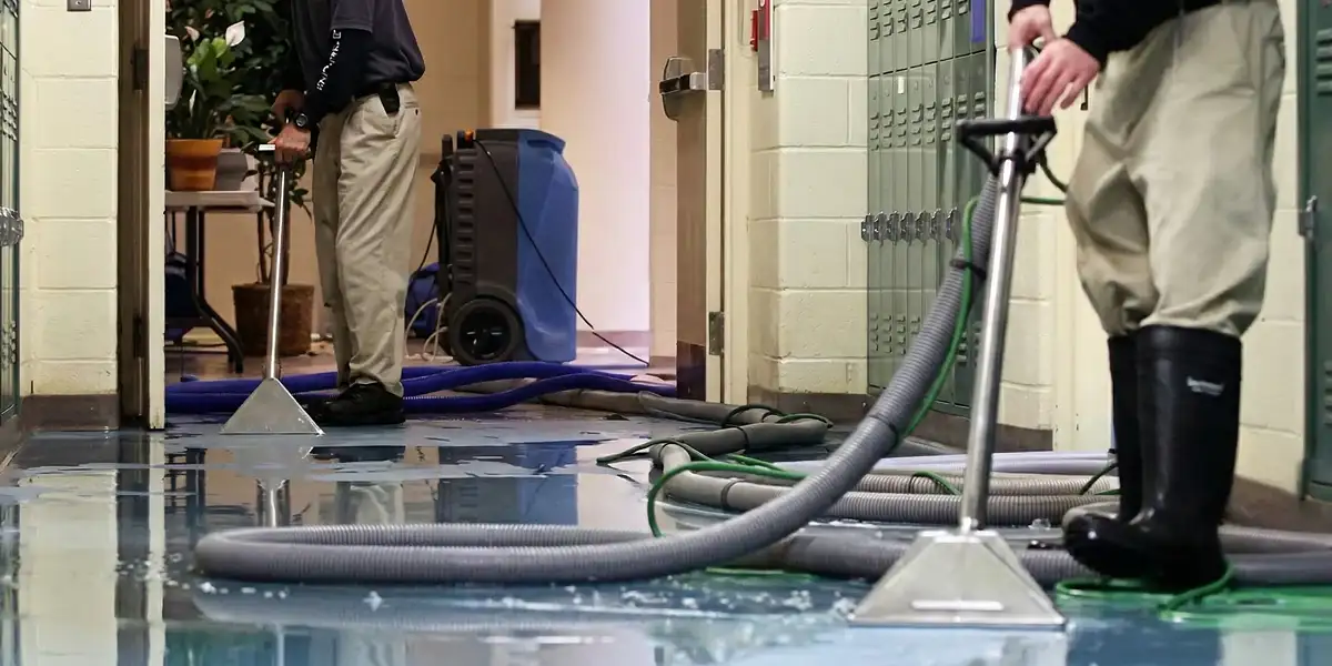 water damage restoration technicians performing professional water extraction inside a property in Oklahoma City, OK